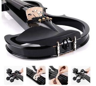 Vangoa Violín Eléctrico 4/4 Negro perla