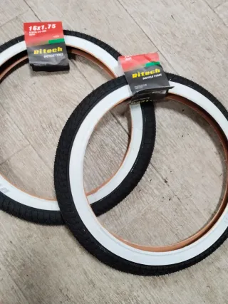 2 Cubiertas Ritech 16x1.75 Bici Blanca Negra