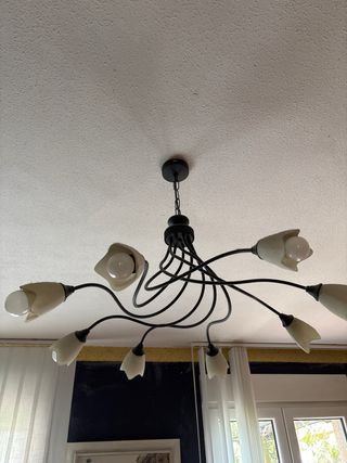 Lámpara de Forja con tulipas de cristal