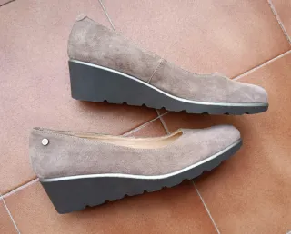 Bailarinas miMao cuña beige/gris T.42