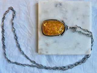 Colgante Ámbar Báltico y Cadena Plata