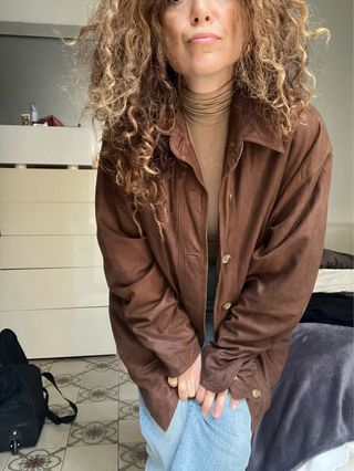 Chaqueta de piel marrón estilo Barbour