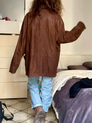 Chaqueta de piel marrón estilo Barbour