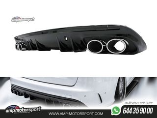 DIFUSOR TRASERO CON COLAS CROMO MERCEDES CLASE C KOMBI/SEDAN W205 NEGRO BRILLO