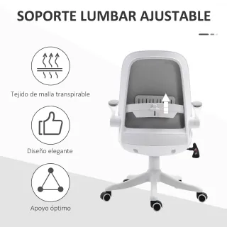 Silla Giratoria Oficina Escritorio Gris/Blanco