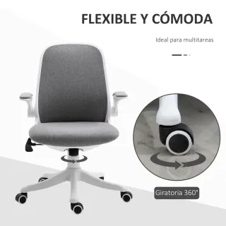 Silla Giratoria Oficina Escritorio Gris/Blanco