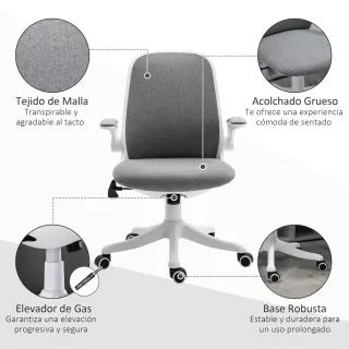 Silla Giratoria Oficina Escritorio Gris/Blanco