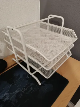 Bandeja organizador documentos metal blanco