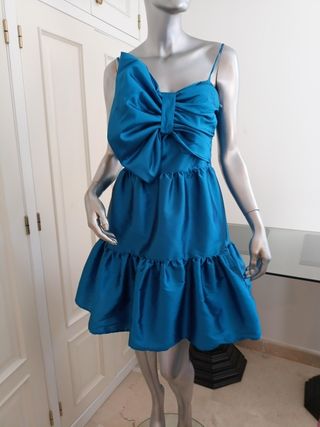 Vestido fiesta cóctel graduación azul