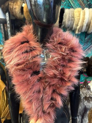 Collo pelliccia rosso / nero