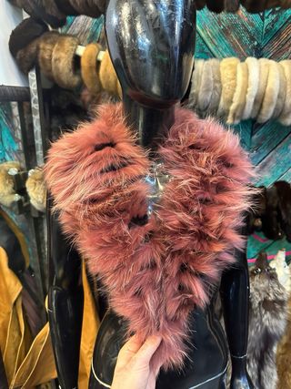 Collo pelliccia rosso / nero