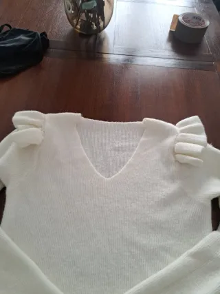 Jersey pico volantes blanco T XS