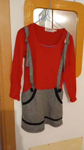 Vestido corto Kling rojo y gris