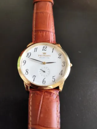 Orologio Pryngeps Vintage Pelle Marrone Oro