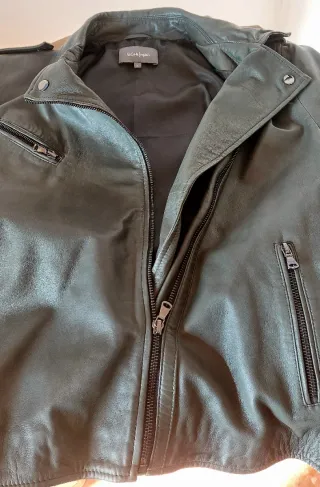 Cazadora Piel marca El Corte Inglés Verde T.XL