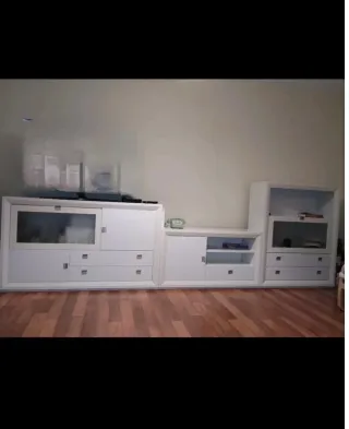 Mueble de salón blanco, TV, salita, 3 módulos