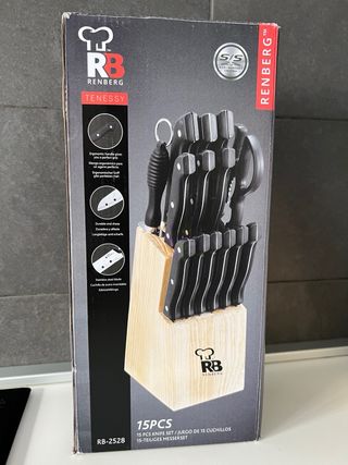 Set Coltelli Renberg 15 Pezzi con ceppo in legno