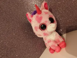 Peluche unicorno rosa con pois
