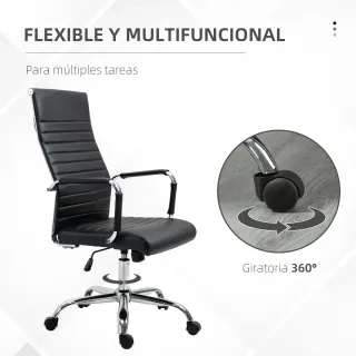Silla de Oficina Giratoria Negra y Plateada