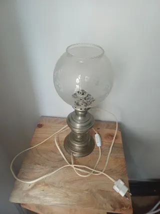 Lámpara de Mesa Vintage Metal y Cristal