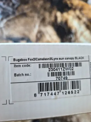 Capota bugaboo FOX2 NEGRA  Nueva