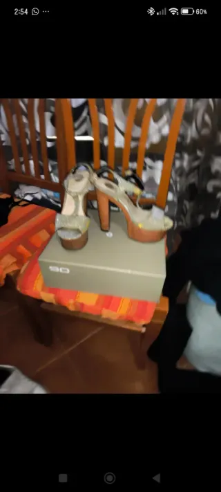 Sandali con tacco oro e argento