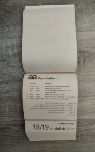 Calendario prácticas de inglés