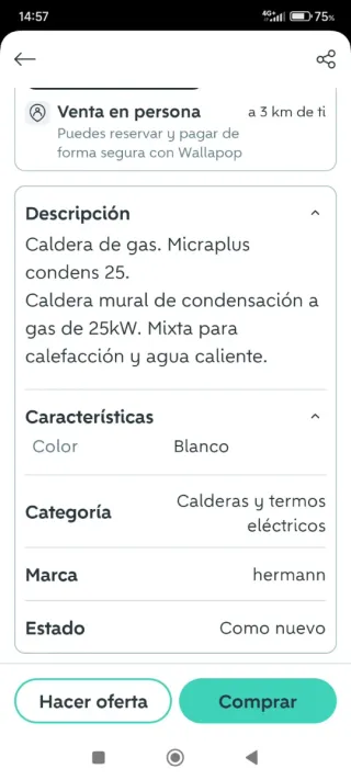 Caldera de gas Hermann blanca