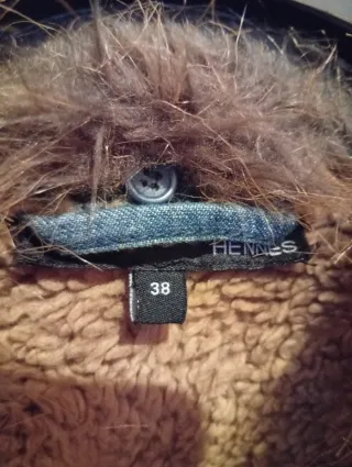 Abrigo borreguito azul y marrón