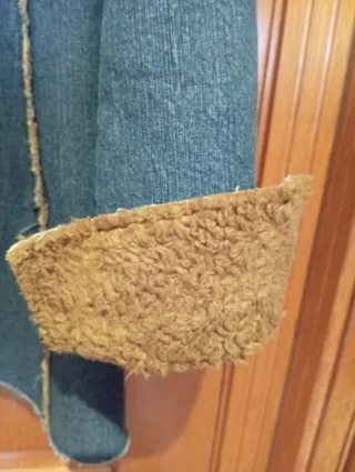 Abrigo borreguito azul y marrón