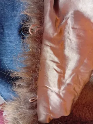 Abrigo borreguito azul y marrón