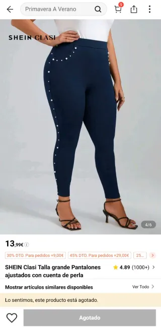 Pantalón Azul Marino con Perlas Laterales