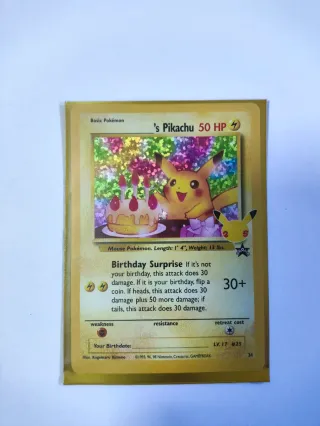 Carta Pokémon Pikachu Sorpresa Cumpleaños Promo