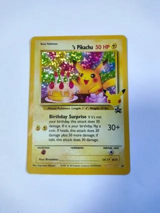 Carta Pokémon Pikachu Sorpresa Cumpleaños Promo