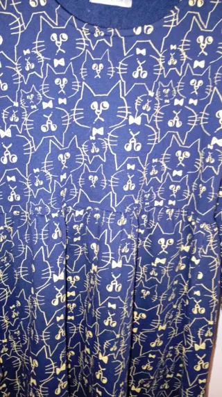 Vestido estampado gatos azul y amarillo