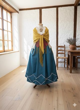 Traje Baturra Azul y Rosa