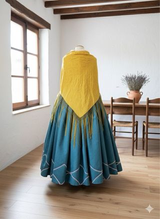 Traje Baturra Azul y Rosa