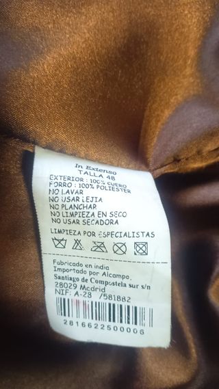 Chaqueta de piel marrón/camel Talla 44