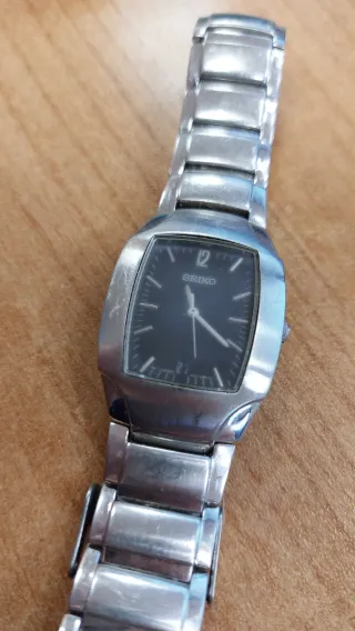 Orologio Seiko Uomo Quadrato Nero Argento