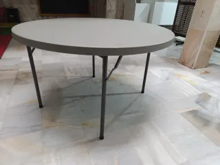 Mesa redonda plegable gris