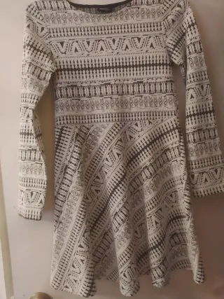 Vestido estampado geométrico manga larga