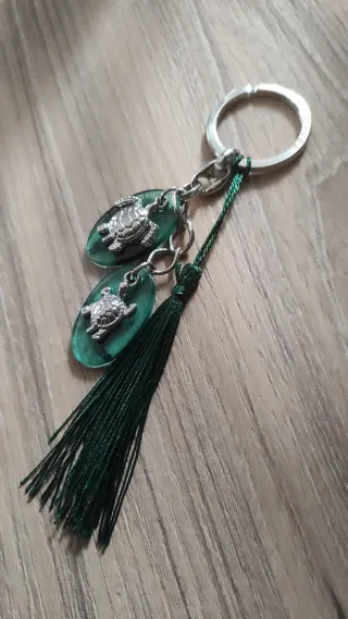 Portachiavi Tartaruga Borsa Verde Argento