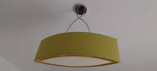 Lámpara de techo verde tela y metal