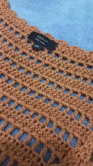 Crop tejido crochet marrón S/M