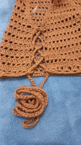 Crop tejido crochet marrón S/M