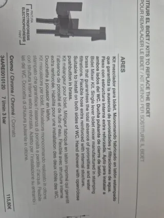 Kit Mezclador Agua Fría/Caliente Cromado