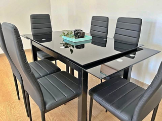 ENVIO GRATIS!! Mesa de comedor de cristal + Sillas