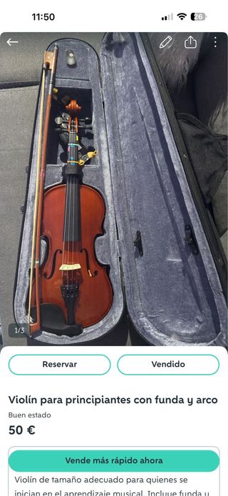 Violín para principiantes con funda y arco