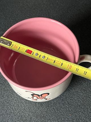 Tazza jumbo bianca con interno rosa e topo