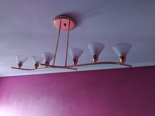 Lámpara de techo dorada 6 velas